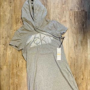 Calvin Klein grey tshirt hooded dress